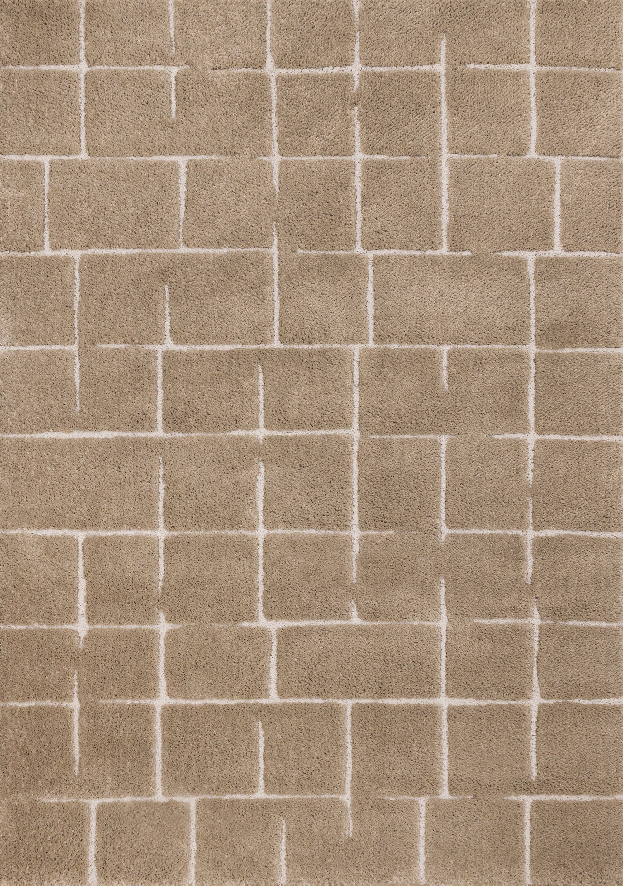 Sable Grid 5'3" x 7'7" Broken Grid Pattern Area Rug - Light Brown, Cream
