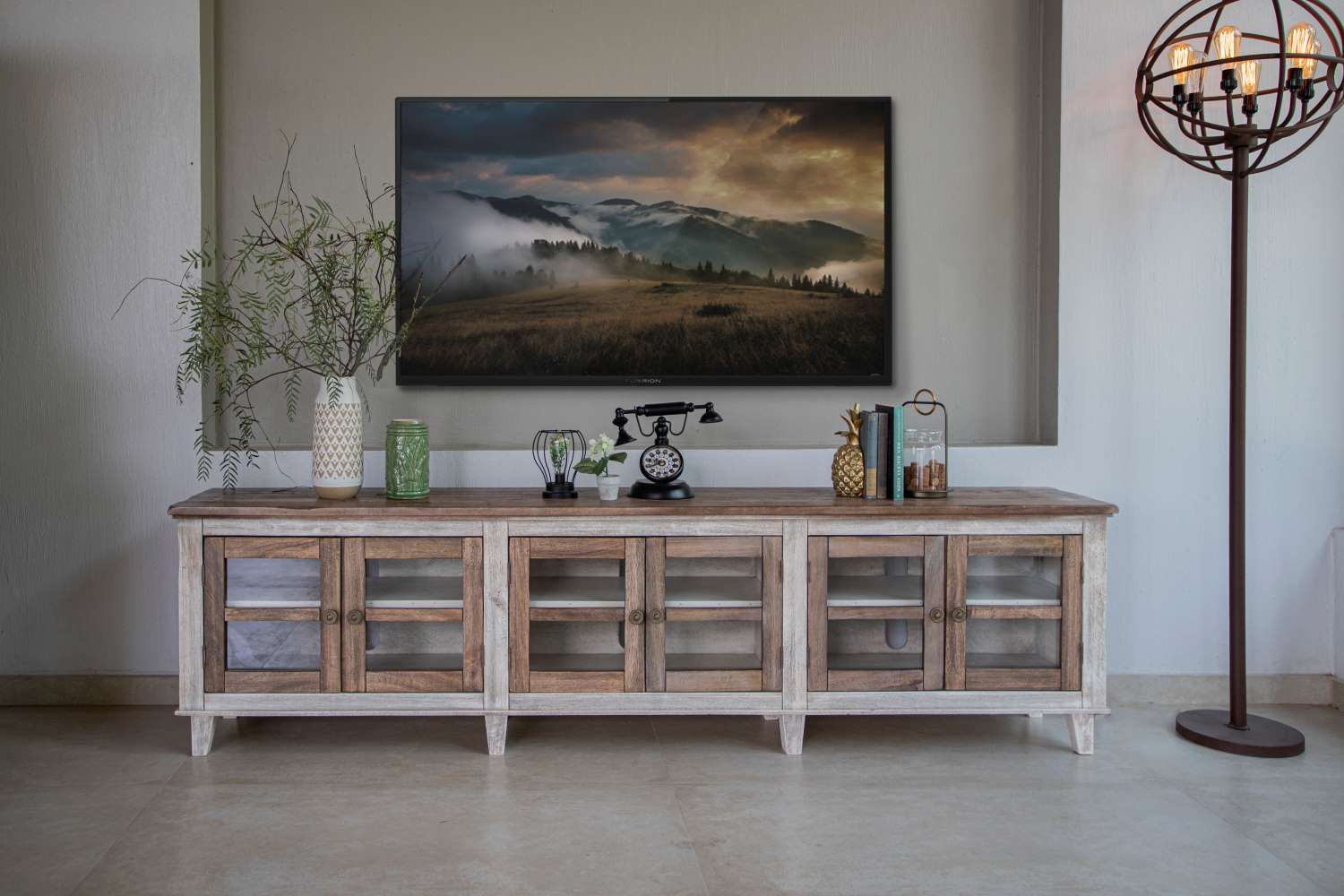 Sahara 93" TV Stand - Caramel & Cream - Image 2