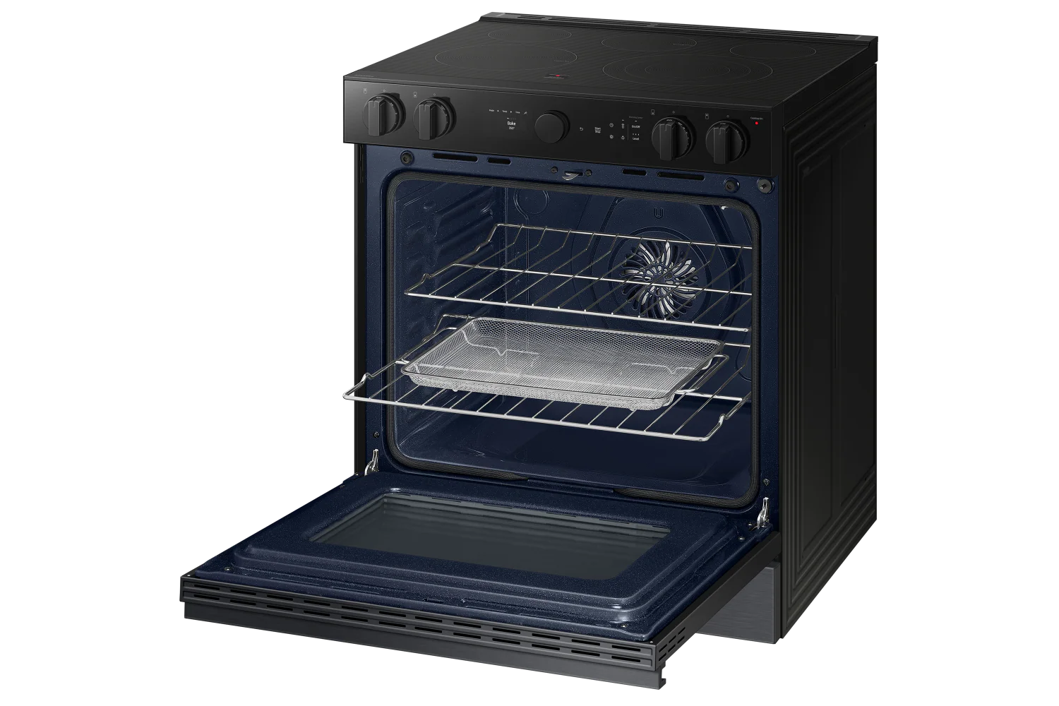 Samsung BESPOKE Matte Black Steel 30" True Convection Slide In Range with Air Sous Vide & Air Fry (6.3cu.ft.) - NSE6DG8500MTAC - Image 3