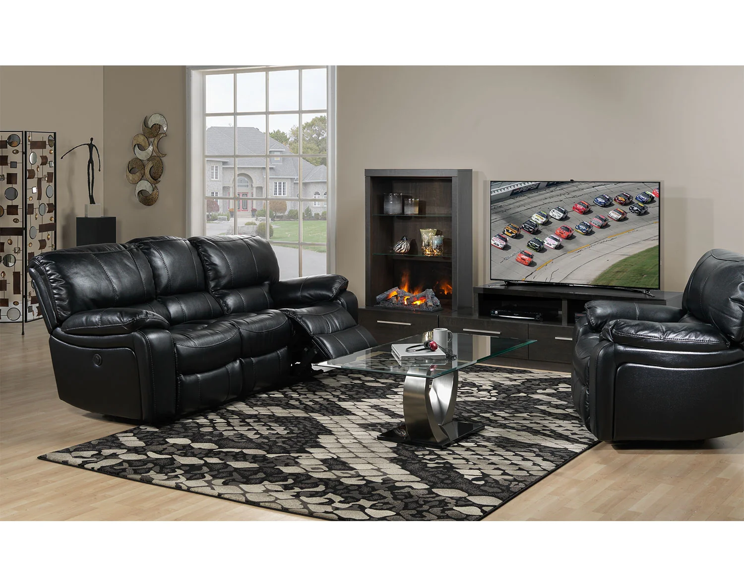 Santorini Power Reclining Sofa - Black - Image 2