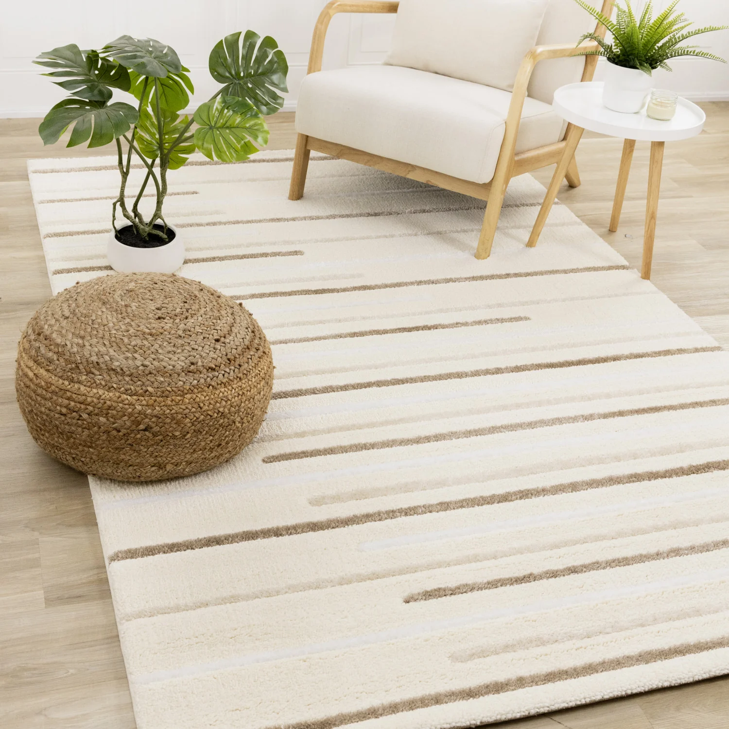 Sasha Soft Modern Lines Area Rug - 8' X 11' - Cream - Image 2