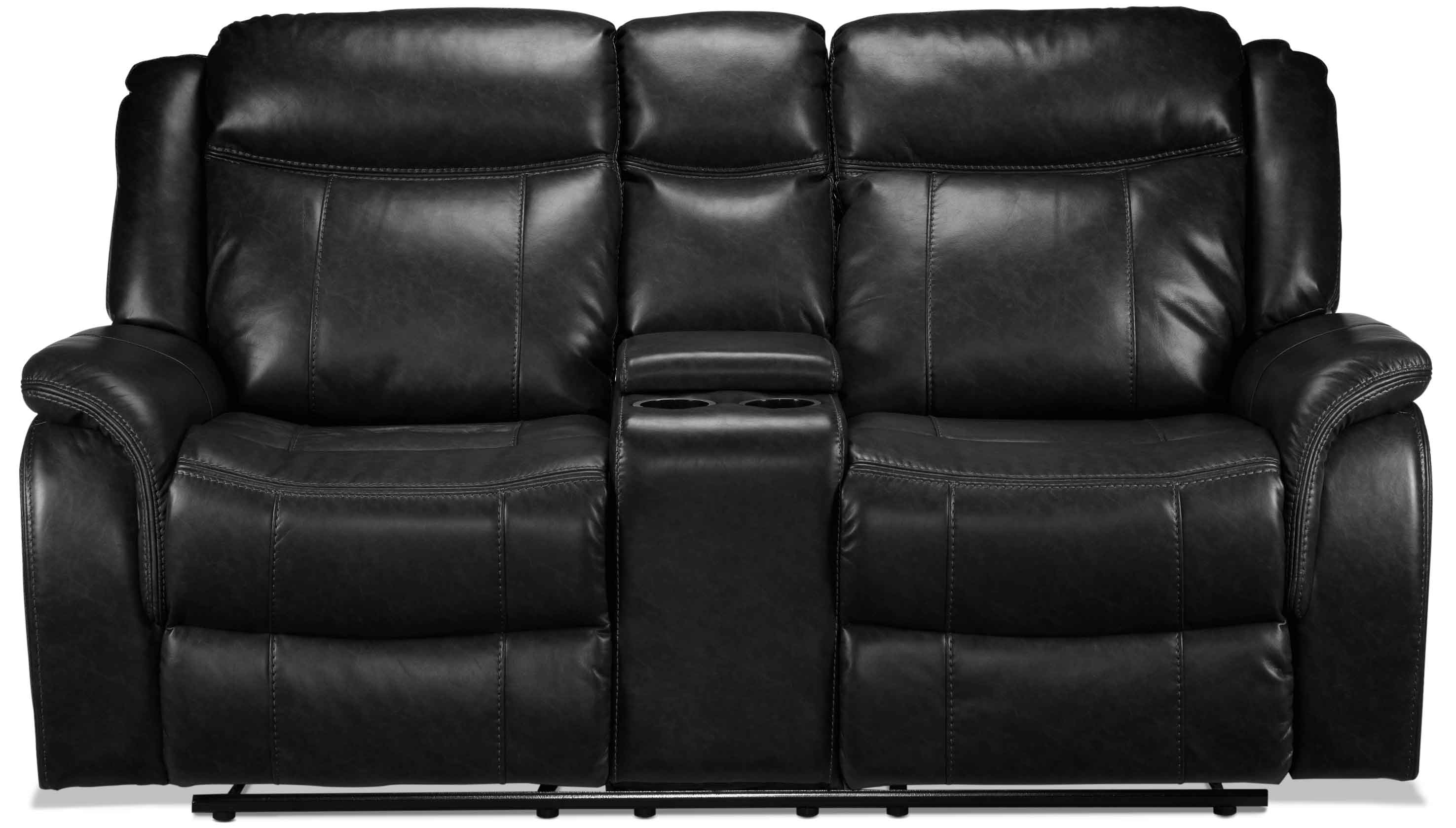 Scorpio Reclining Loveseat with Console - Black - Image 2