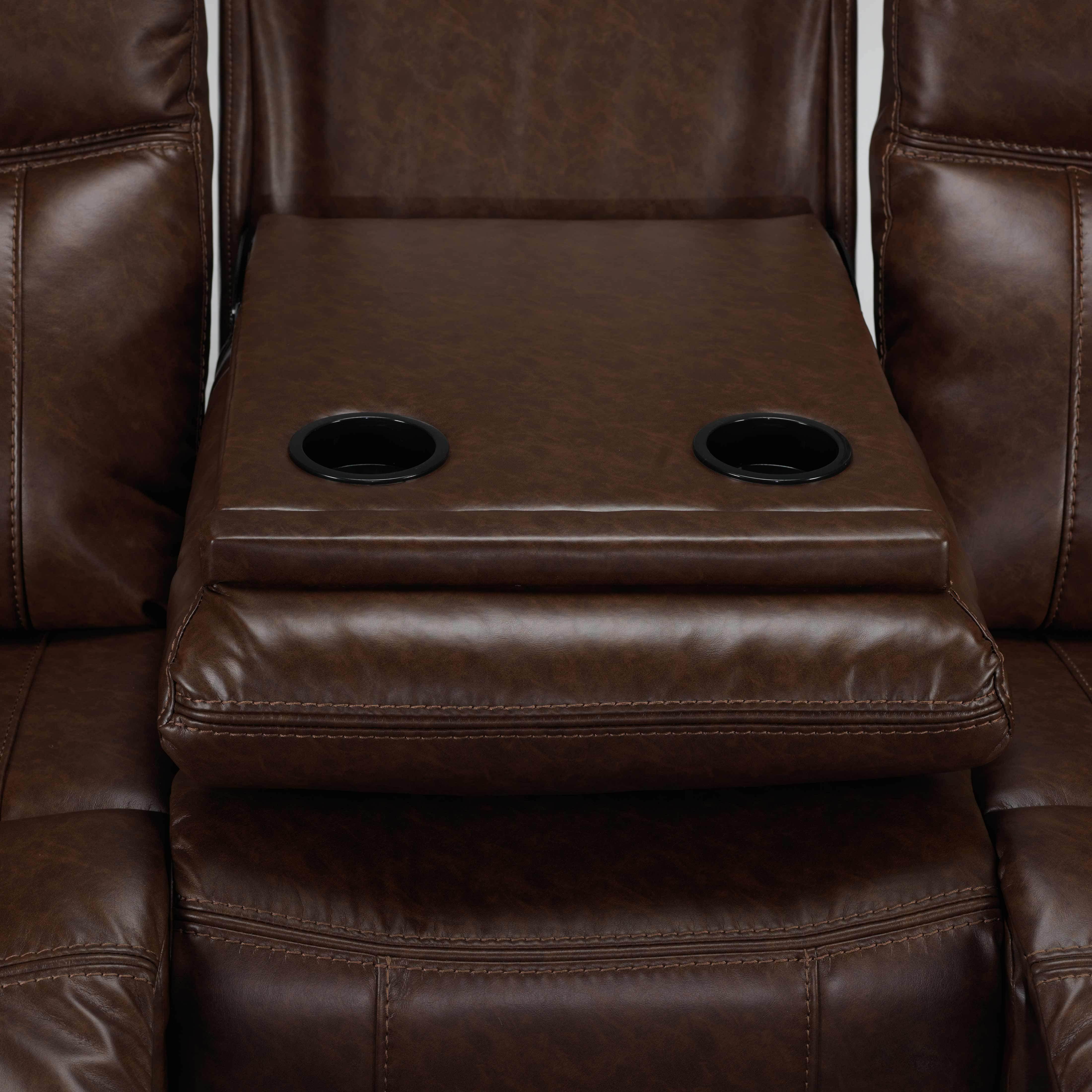 Scorpio Reclining Sofa with Drop Tray - Whiskey Brown - Image 5