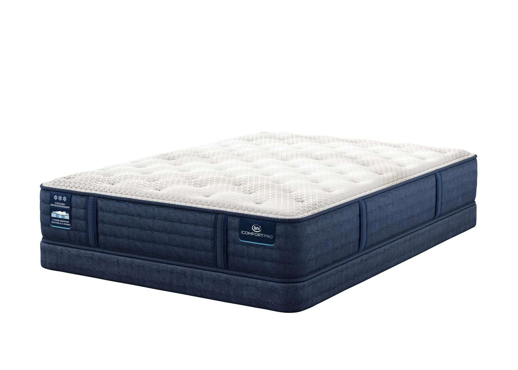 Serta iComfort PRO Scotland Plush Queen Mattress and Low Profile Split Boxspring Set
