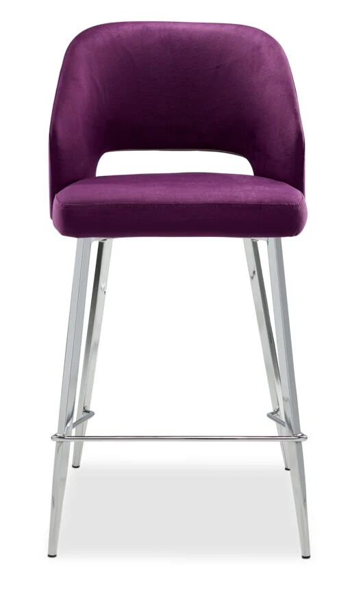 Sheen Counter Height Stool - Aubergine, Chrome - Image 2