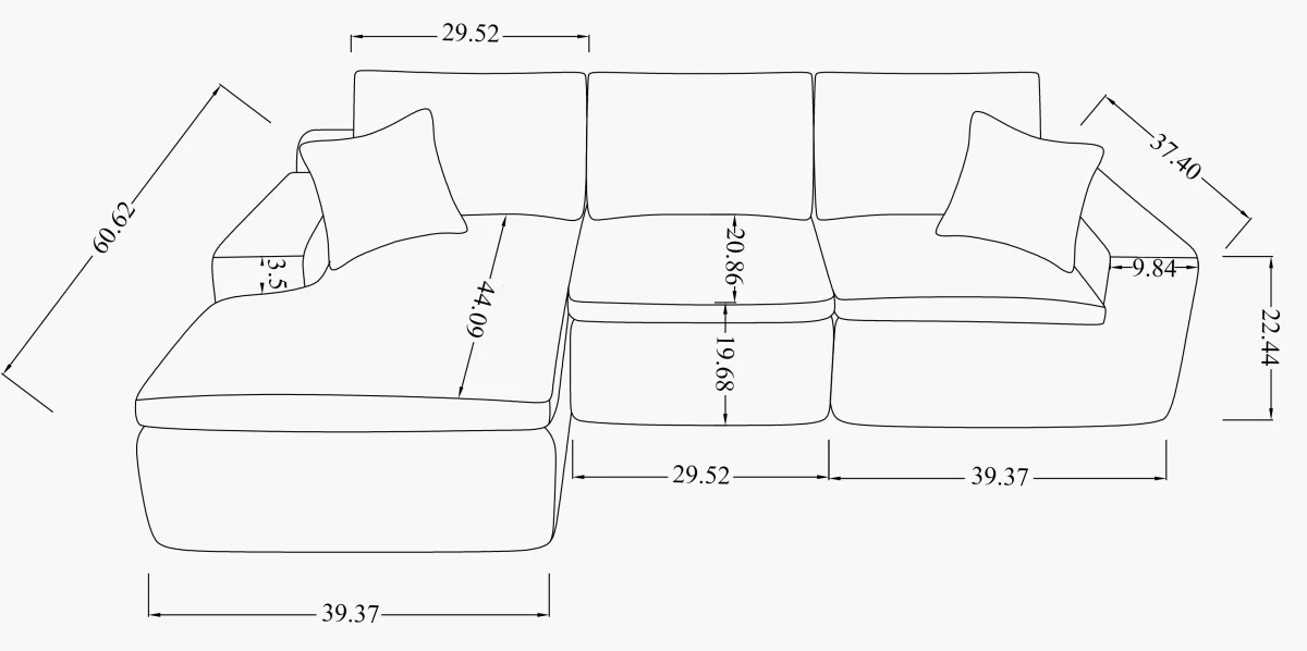 Soho All Foam Sectional - Beige - Image 10