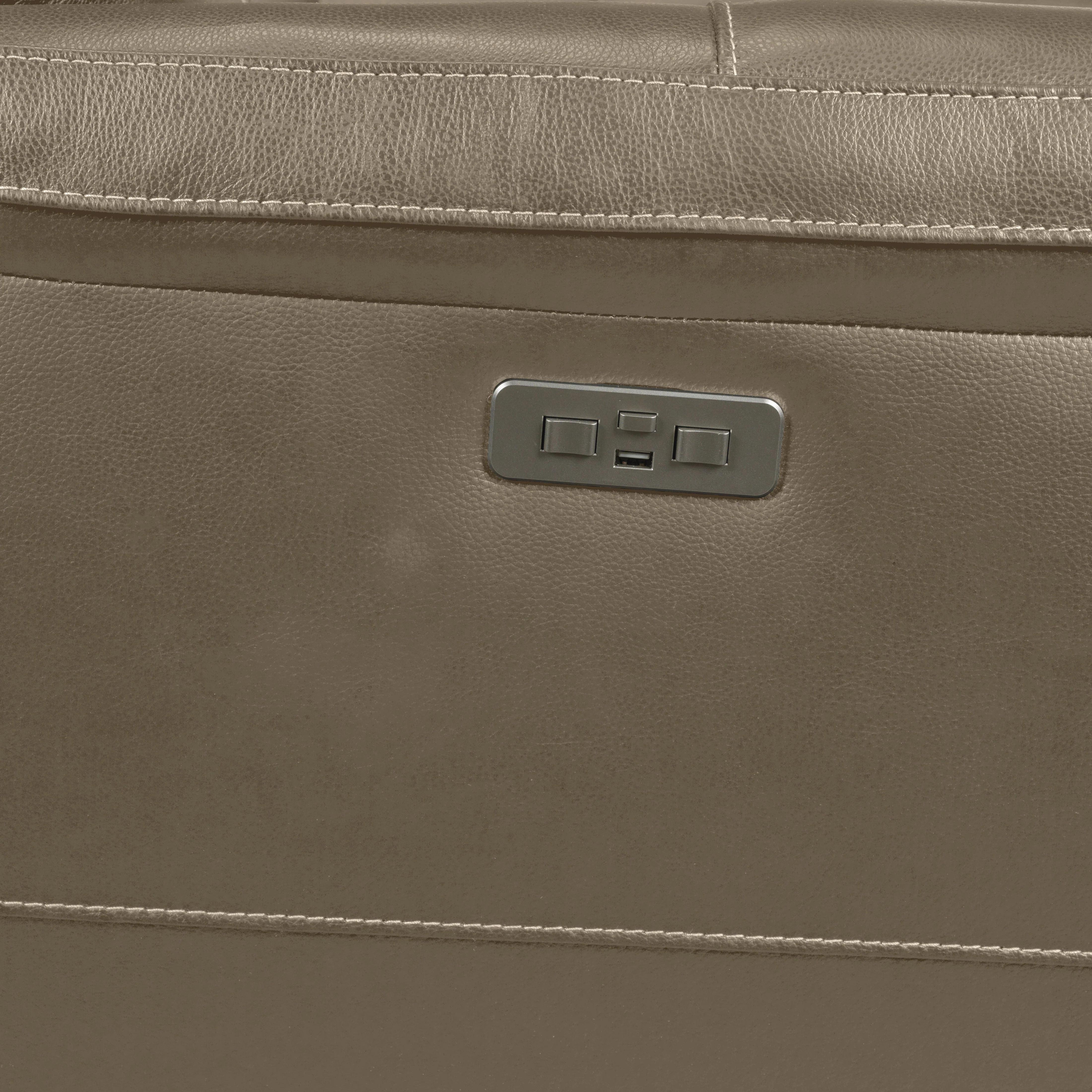 Stallion Leather Dual Power Recliner - Pebble - Image 6