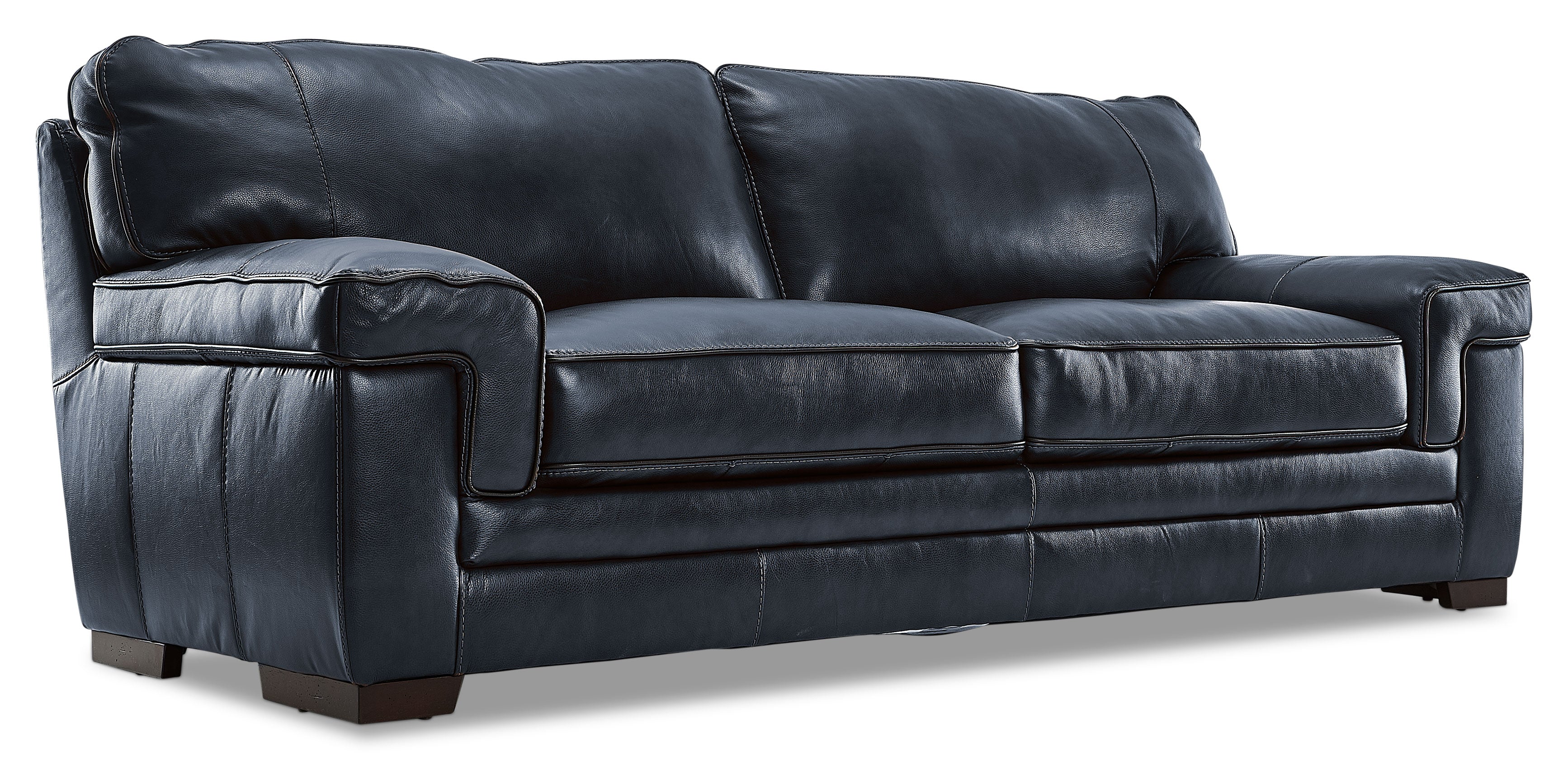 Stampede Leather Sofa and Loveseat Set - Cobalt - Image 2