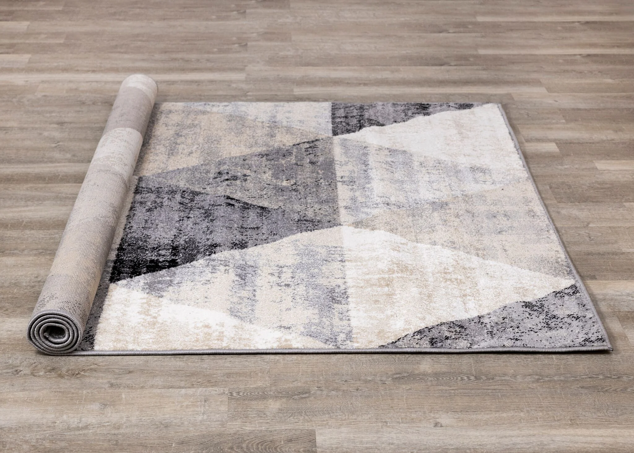 Stone Prism 5'3" x 7'7" Triangle Shapes Area Rug - Cream, Beige - Image 9