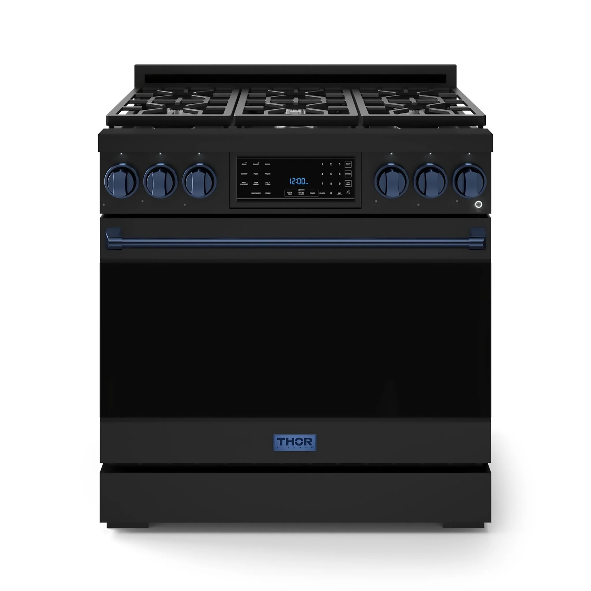 Thor Kitchen Black Stainless Steel Freestanding Professional Gas Range|Gordon Ramsay Series (6 cu.ft.) - RSG36B-BLU