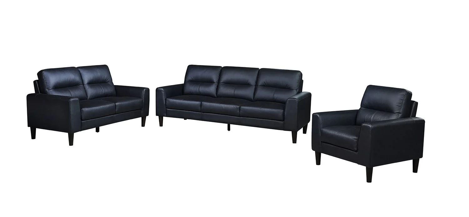 Verissimo Leather Loveseat - Black - Image 4