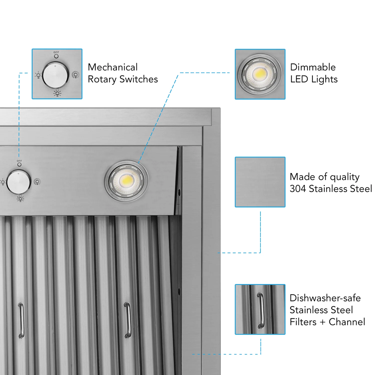 VICTORY Stainless Steel 48-Inch 900 CFM Insert Range Hood - Star-48 - Image 3