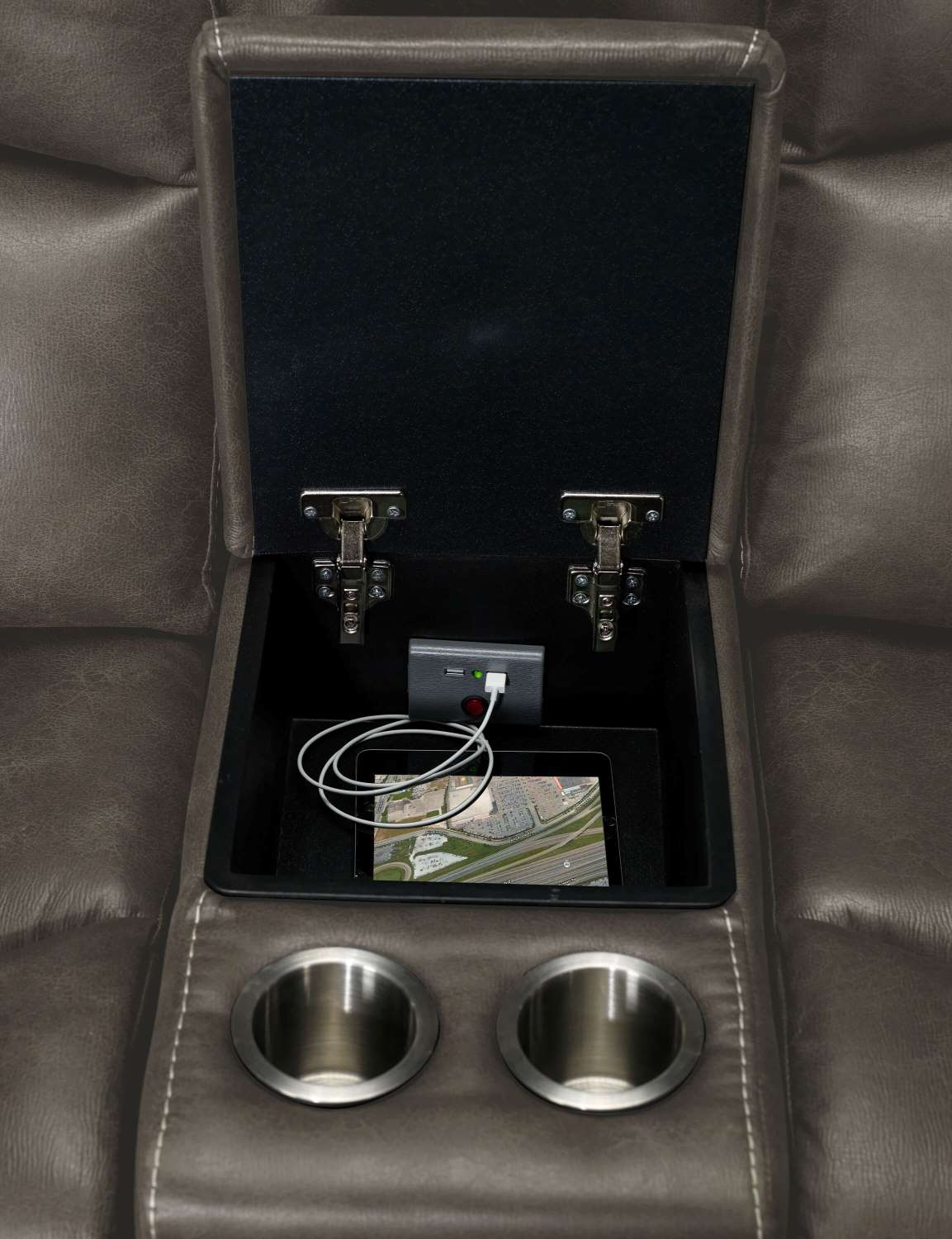 Wesley Dual Power Reclining Sofa and Dual Power Reclining Loveseat with Console Set - Granite - Image 6