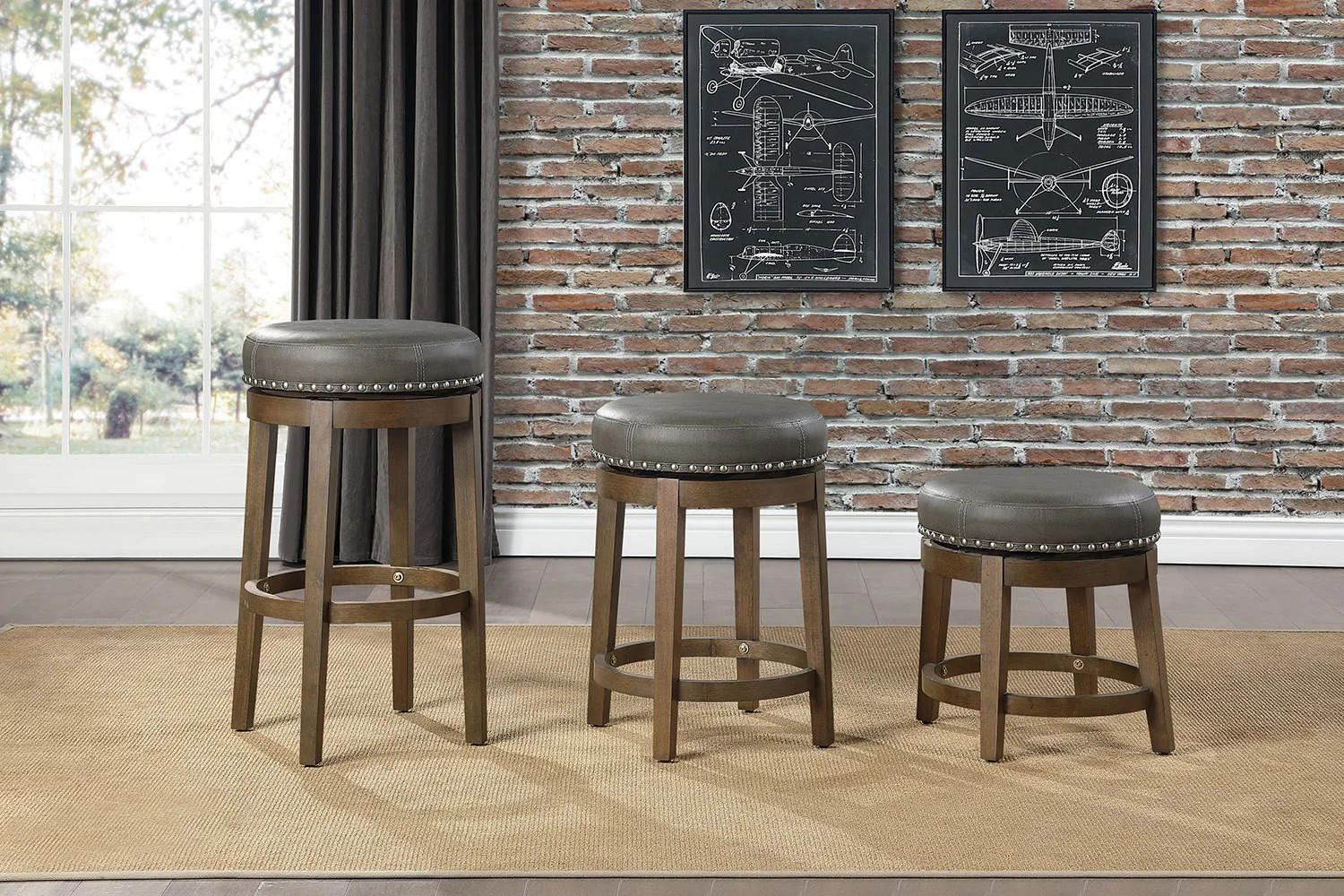 Westby Dining Stool - Grey - Set of Two - Image 2