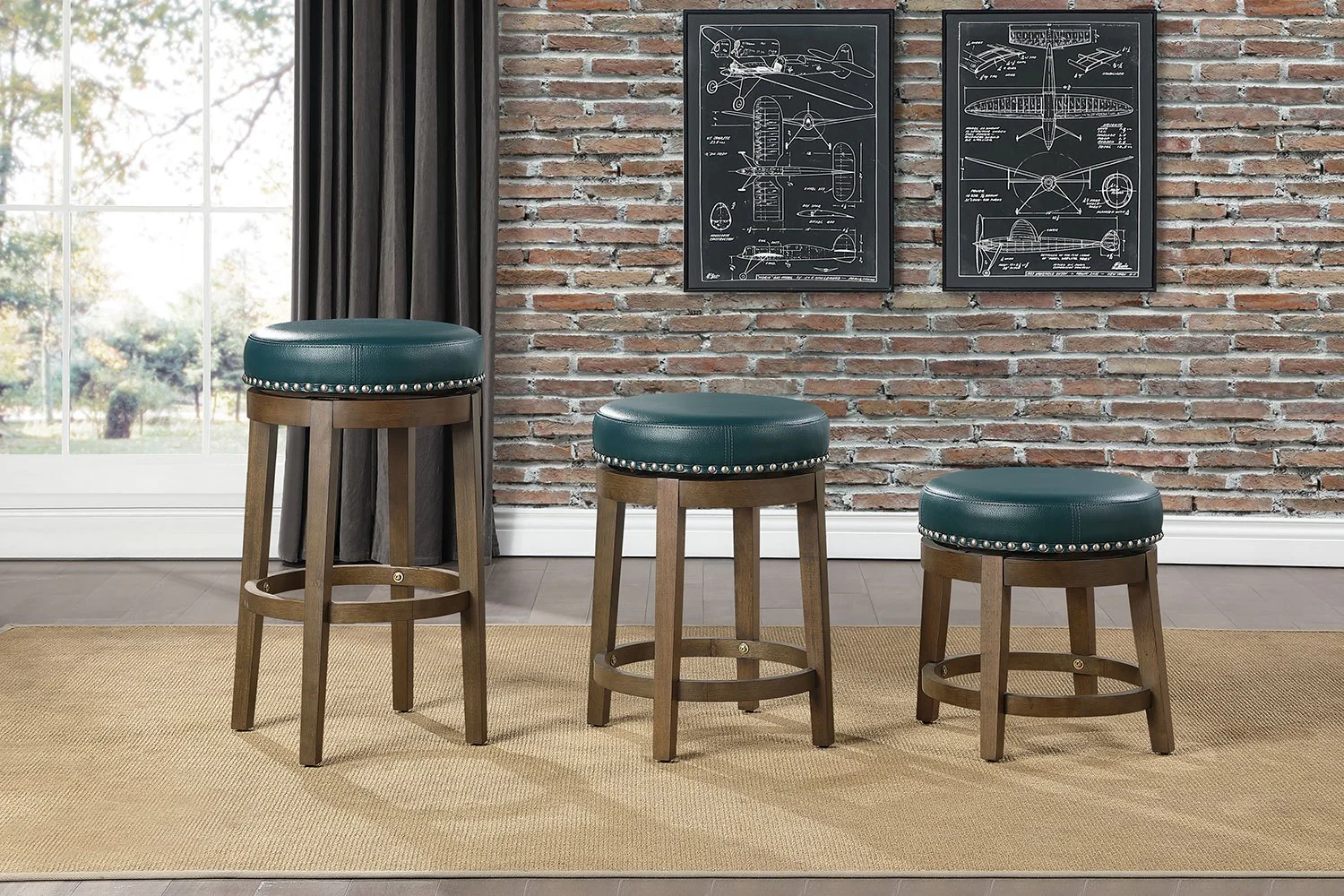 Westby Round Swivel Counter Height Stool - Green - Image 2