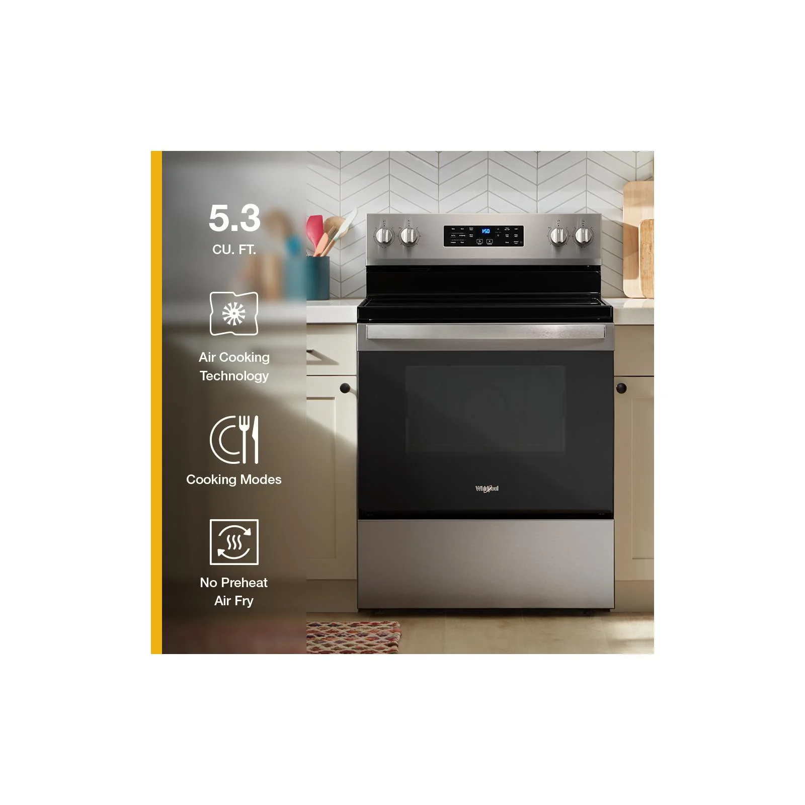 Whirlpool Black Freestanding Electric Single Oven Convection Range (5.3 Cu. Ft.) - YWFES4530SB - Image 9