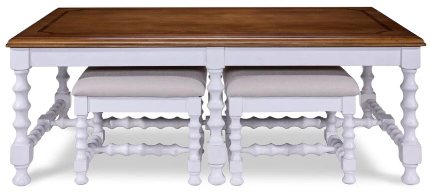 Winslow Coffee Table with Two Ottomans - Antique White - Image 3