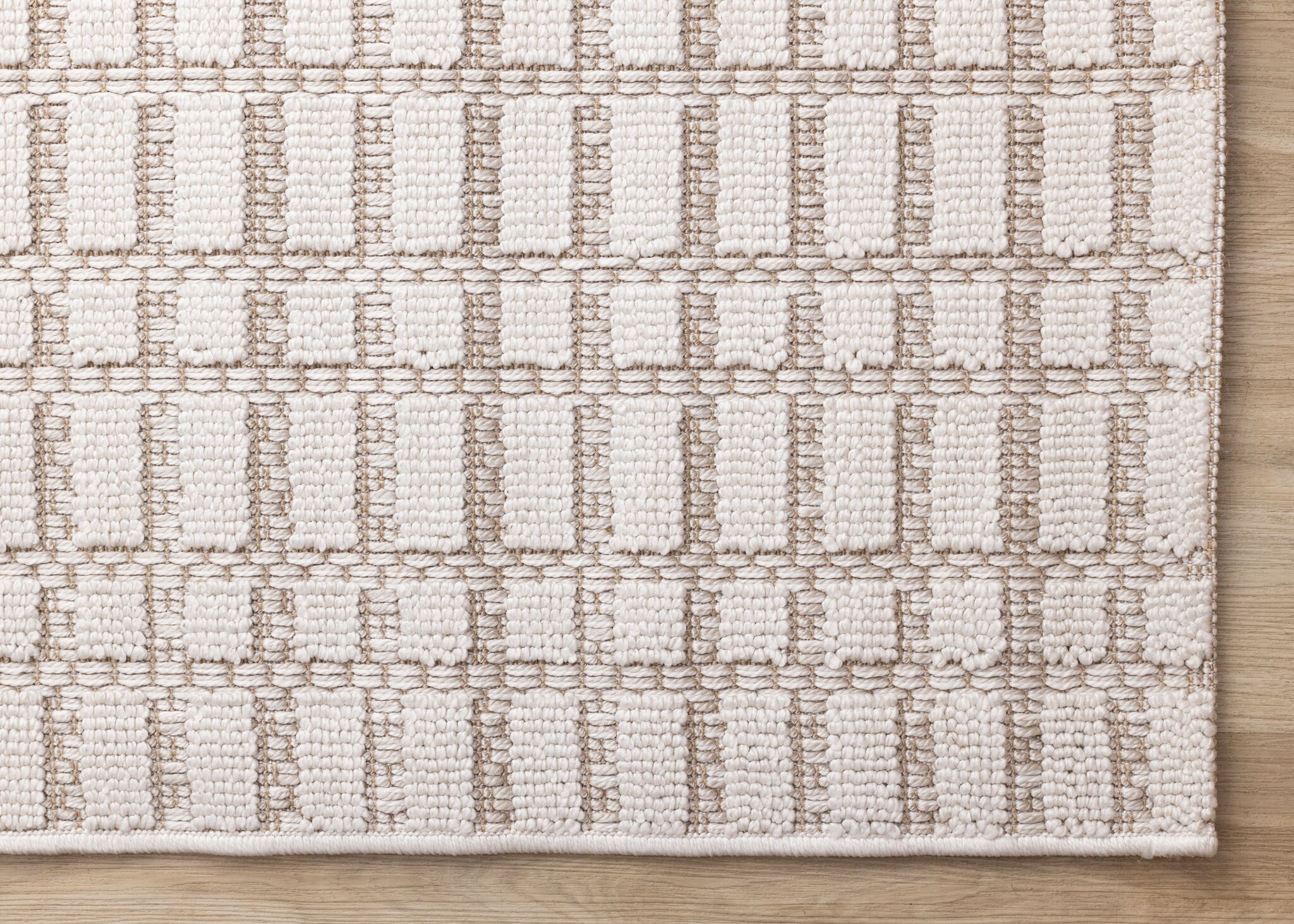 Woven Balance 5'3" x 7'7" Intricate Grid Design Area Rug - White, Taupe - Image 4