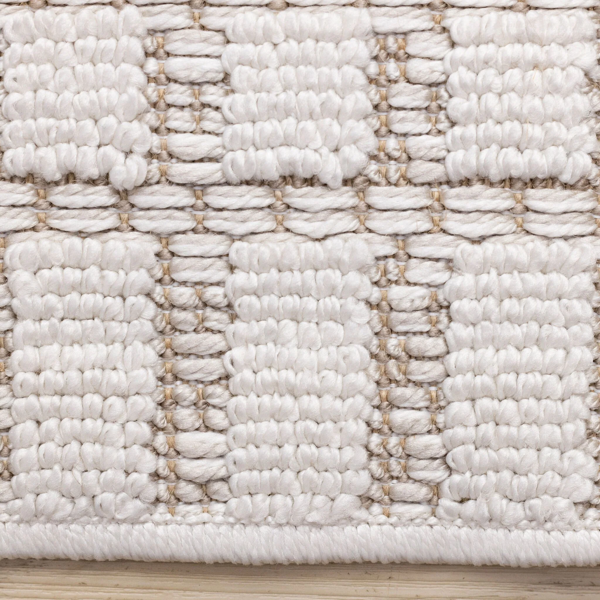 Woven Balance 6'7" x 9'6" Intricate Grid Design Area Rug - White, Taupe - Image 6