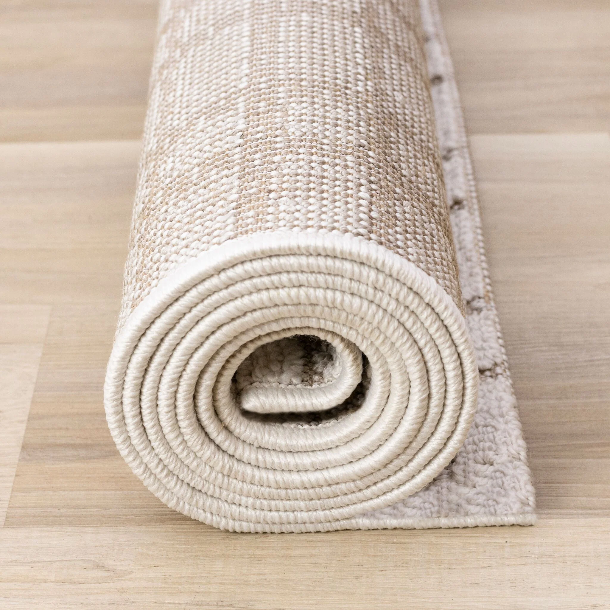 Woven Balance 7'10" x 10'6" Intricate Grid Design Area Rug - White, Taupe - Image 10