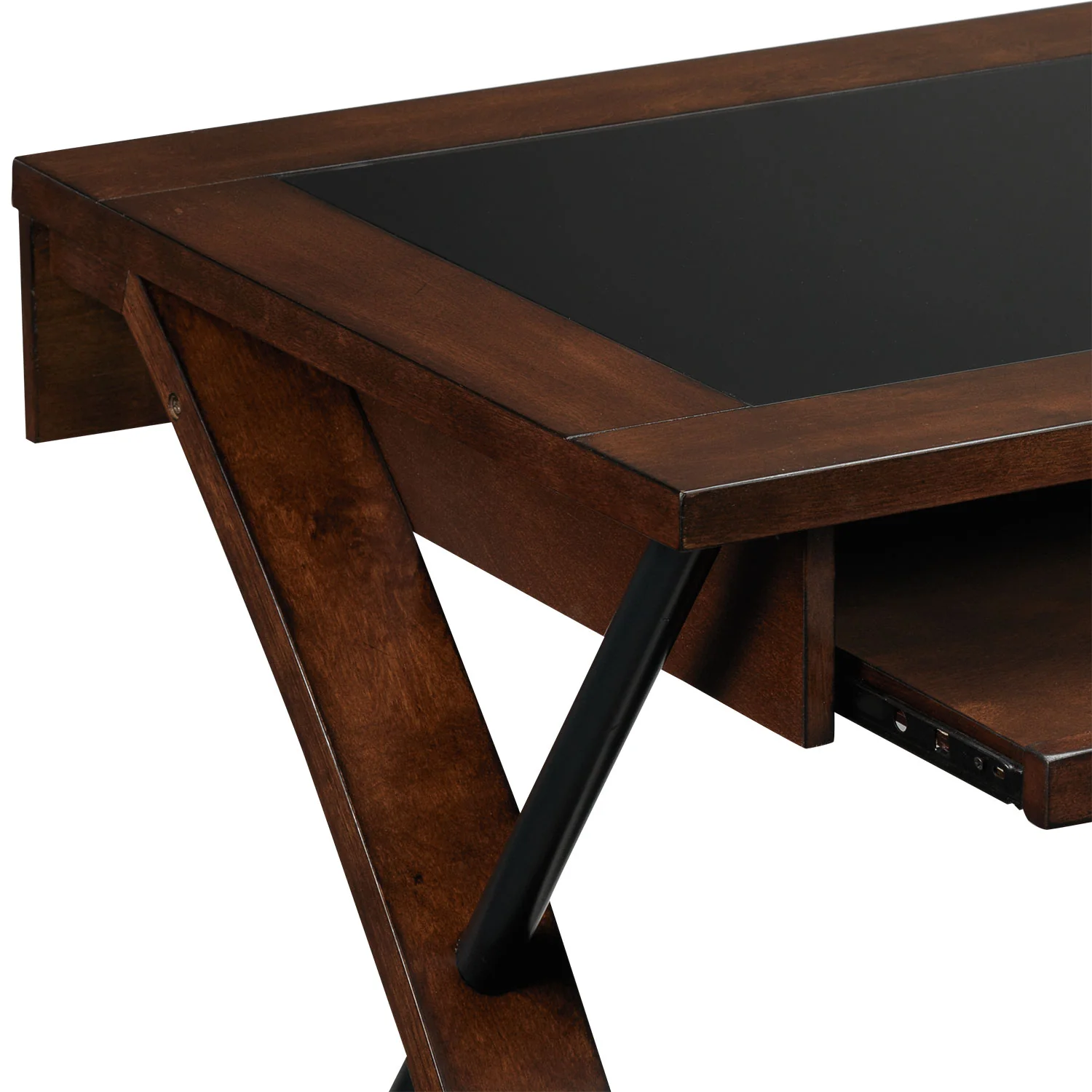 Zeta Computer Desk - Black and Brown Cherry - Image 6