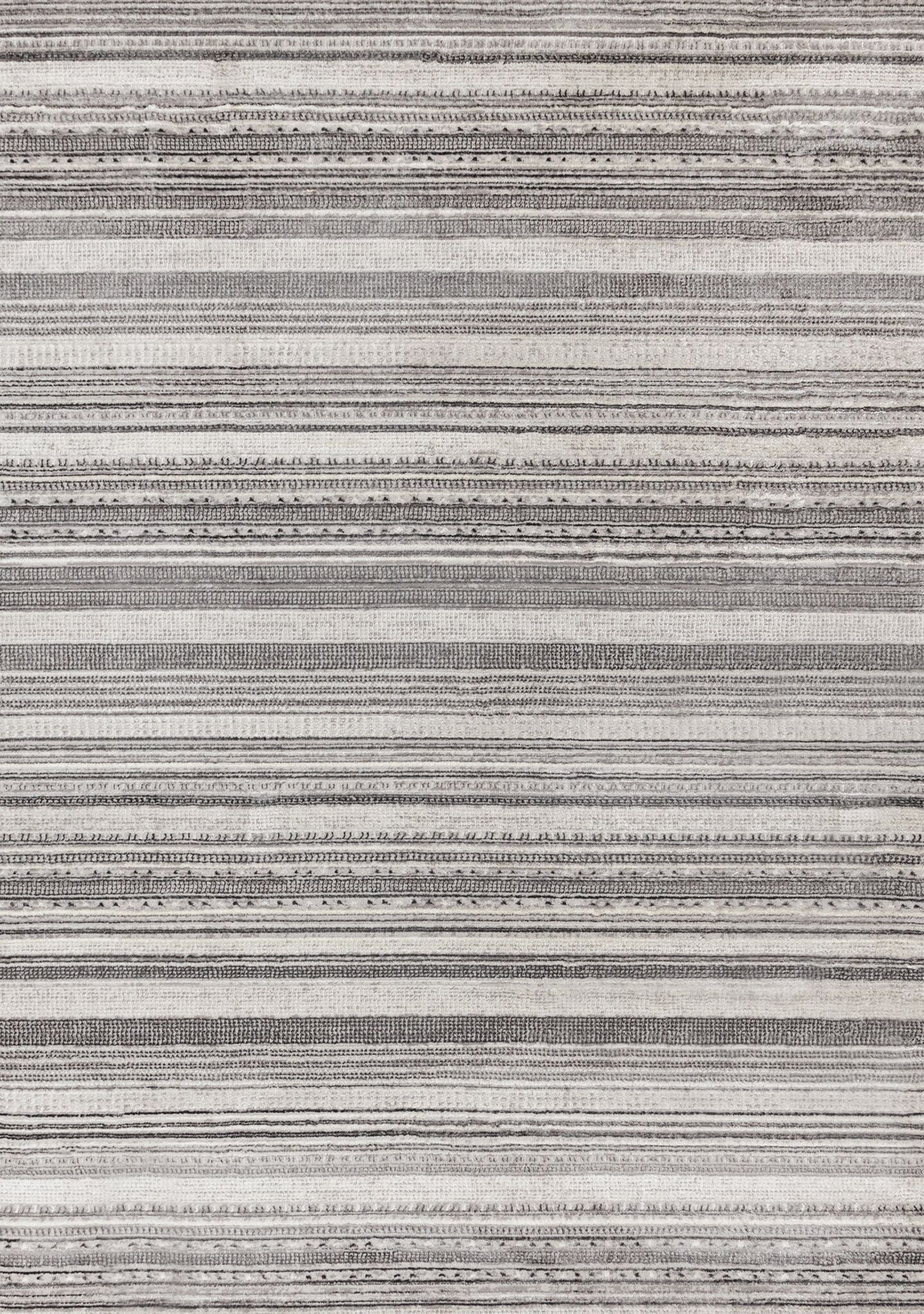 Zola 5'3" x 7'7" Patterned Rows Area Rug - Grey, White, Black