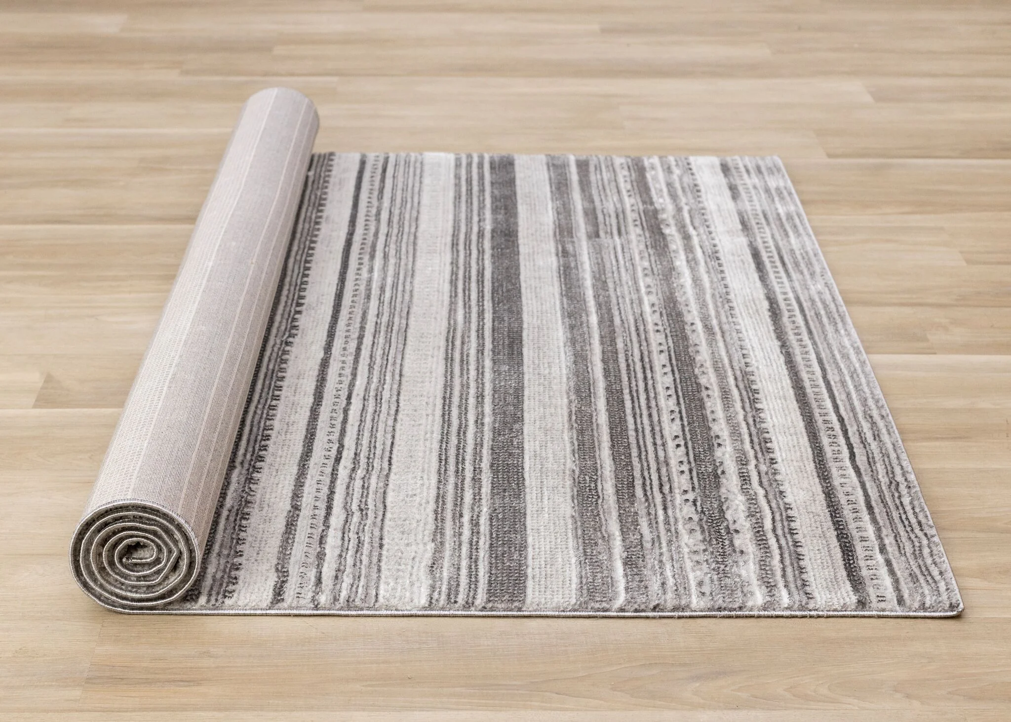 Zola 6'7" x 9'6" Patterned Rows Area Rug - Grey, White, Black - Image 9