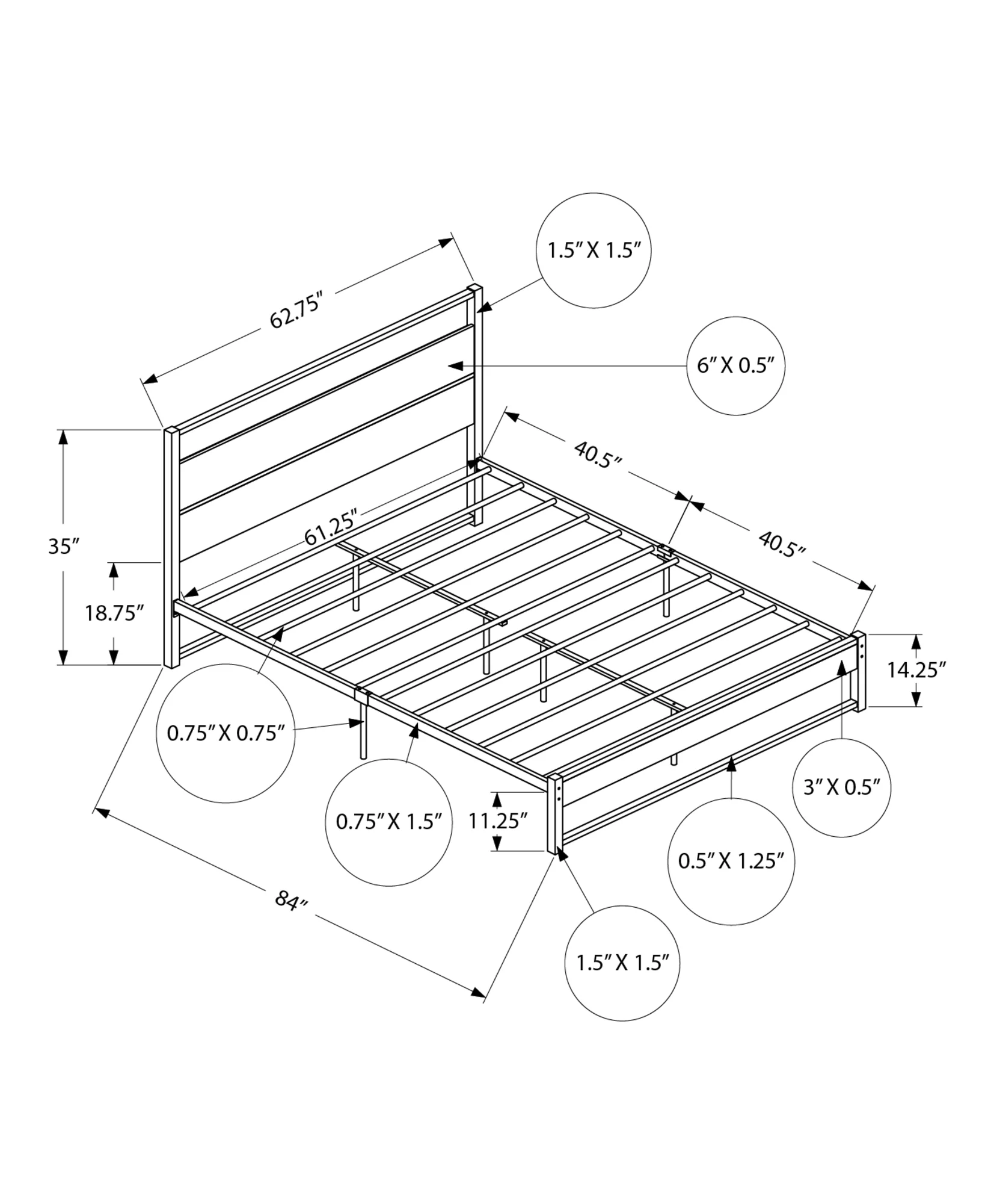 Zyro Queen Bed - Grey/Black - Image 3